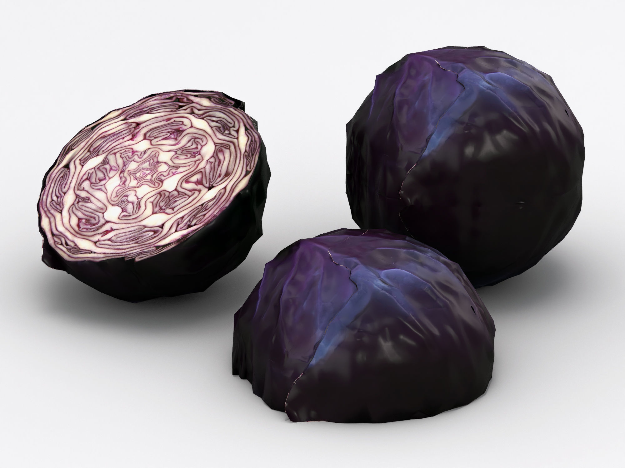 Purple cabbage Low-poly 3D model_2