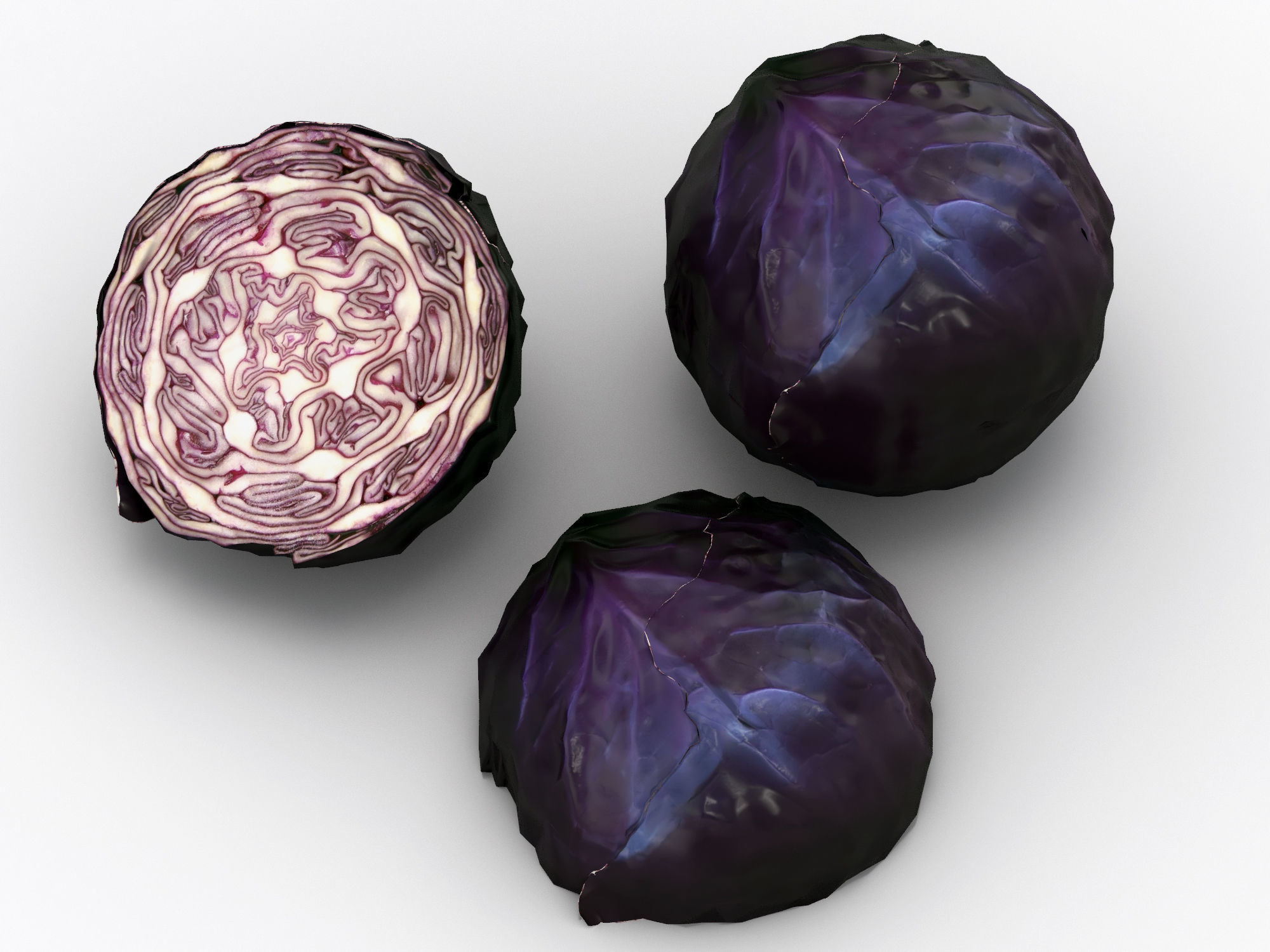 Purple cabbage Low-poly 3D model_9
