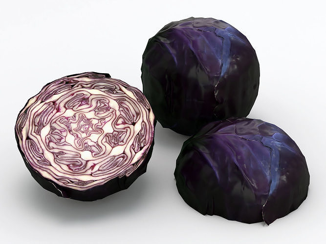 Purple cabbage Low-poly 3D model 2