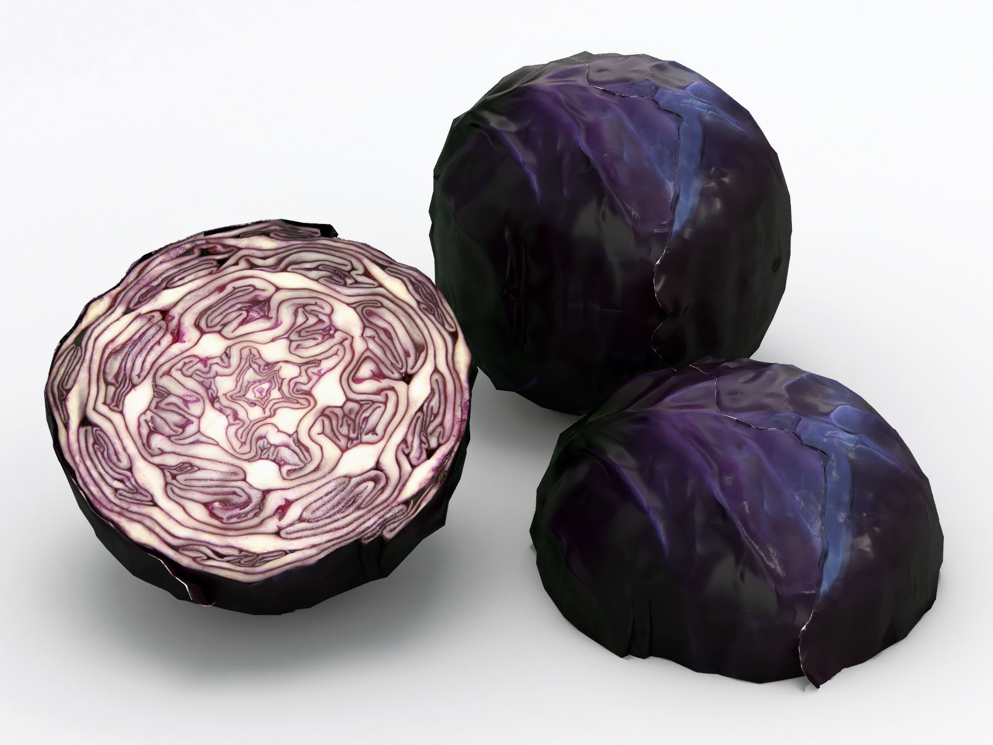 Purple cabbage Low-poly 3D model_1