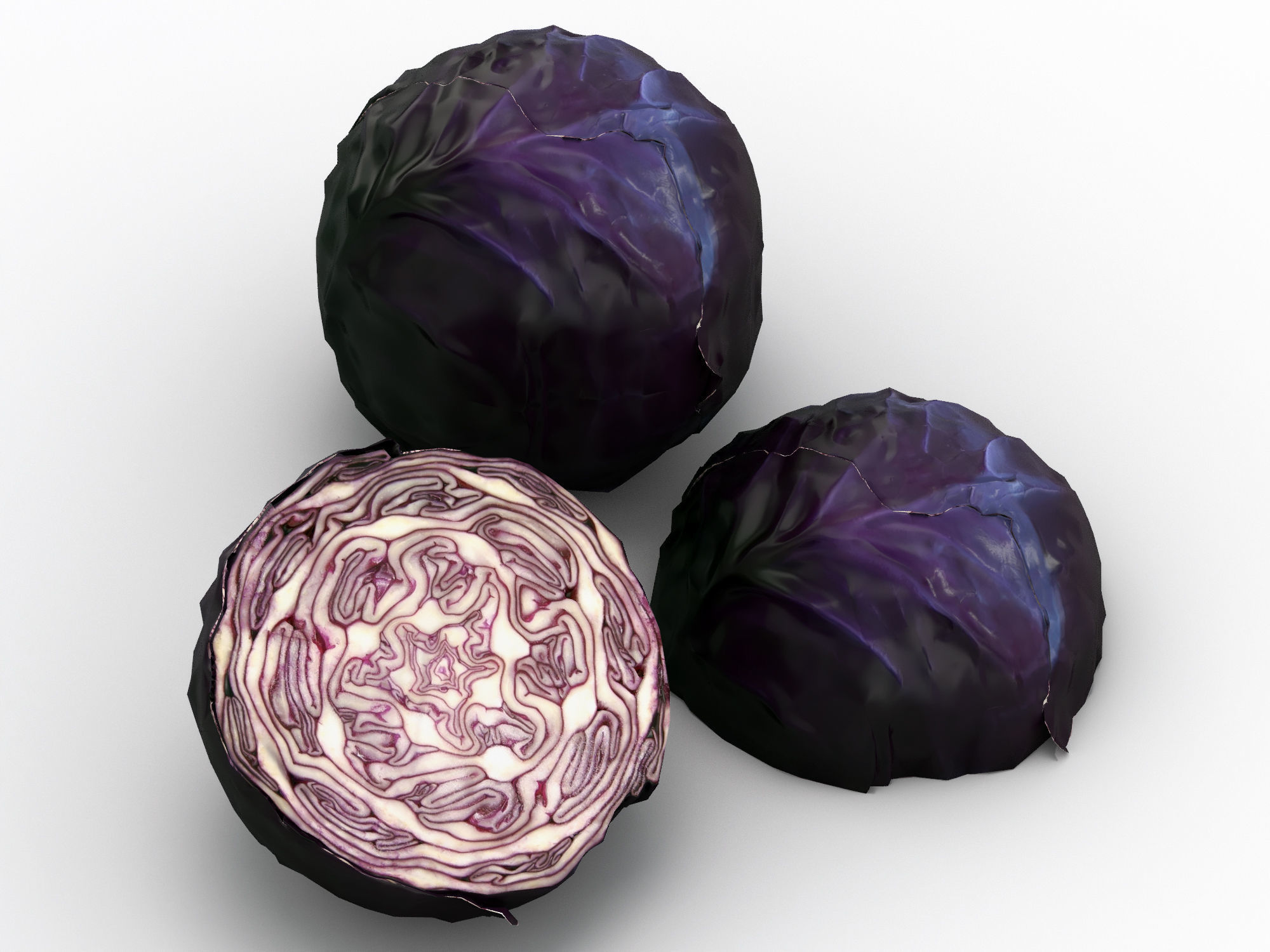 Purple cabbage Low-poly 3D model_8