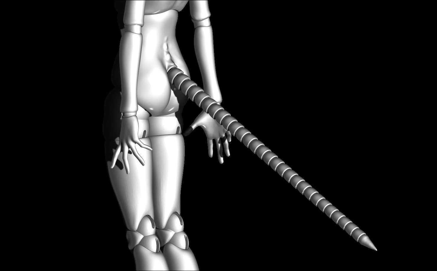 BJD 3D model Woman with Tail and horns character printable OBJ 3D print model_3