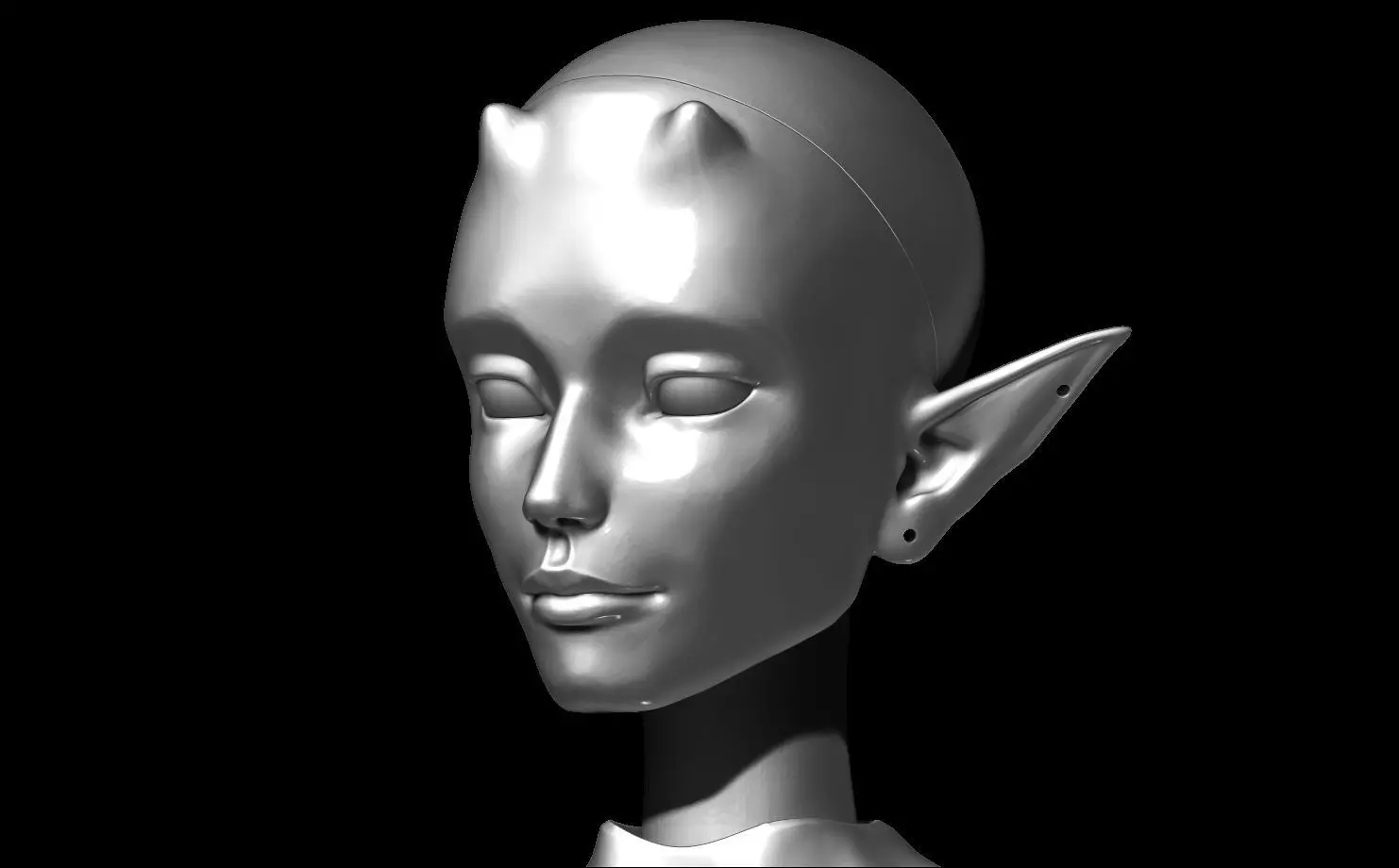 BJD 3D model Woman with Tail and horns character printable OBJ 3D print model_0