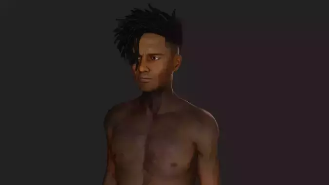 Realistic 3D Model of a Young Dark-Skinned Athlete