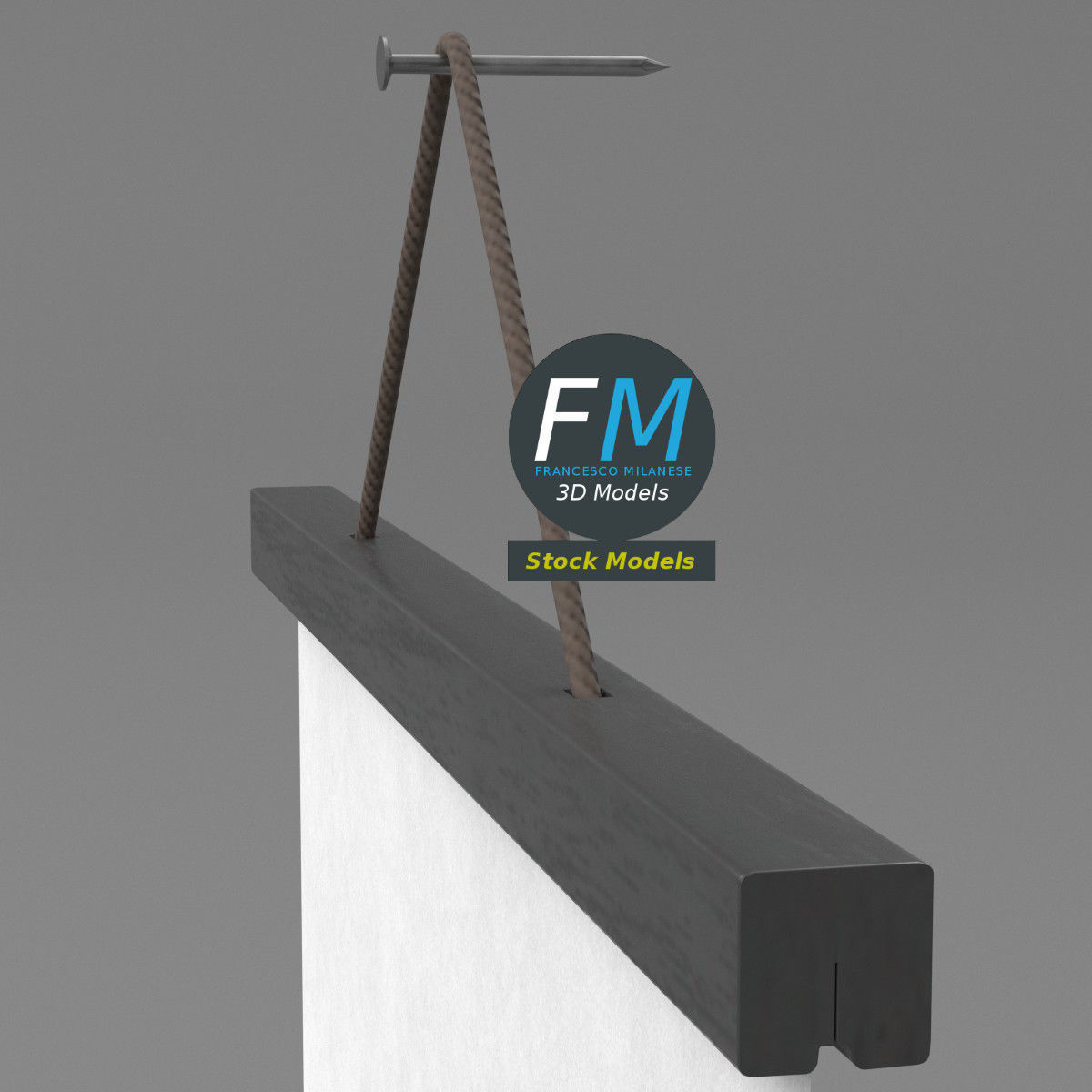 Poster display with rope hanger 3D model_5