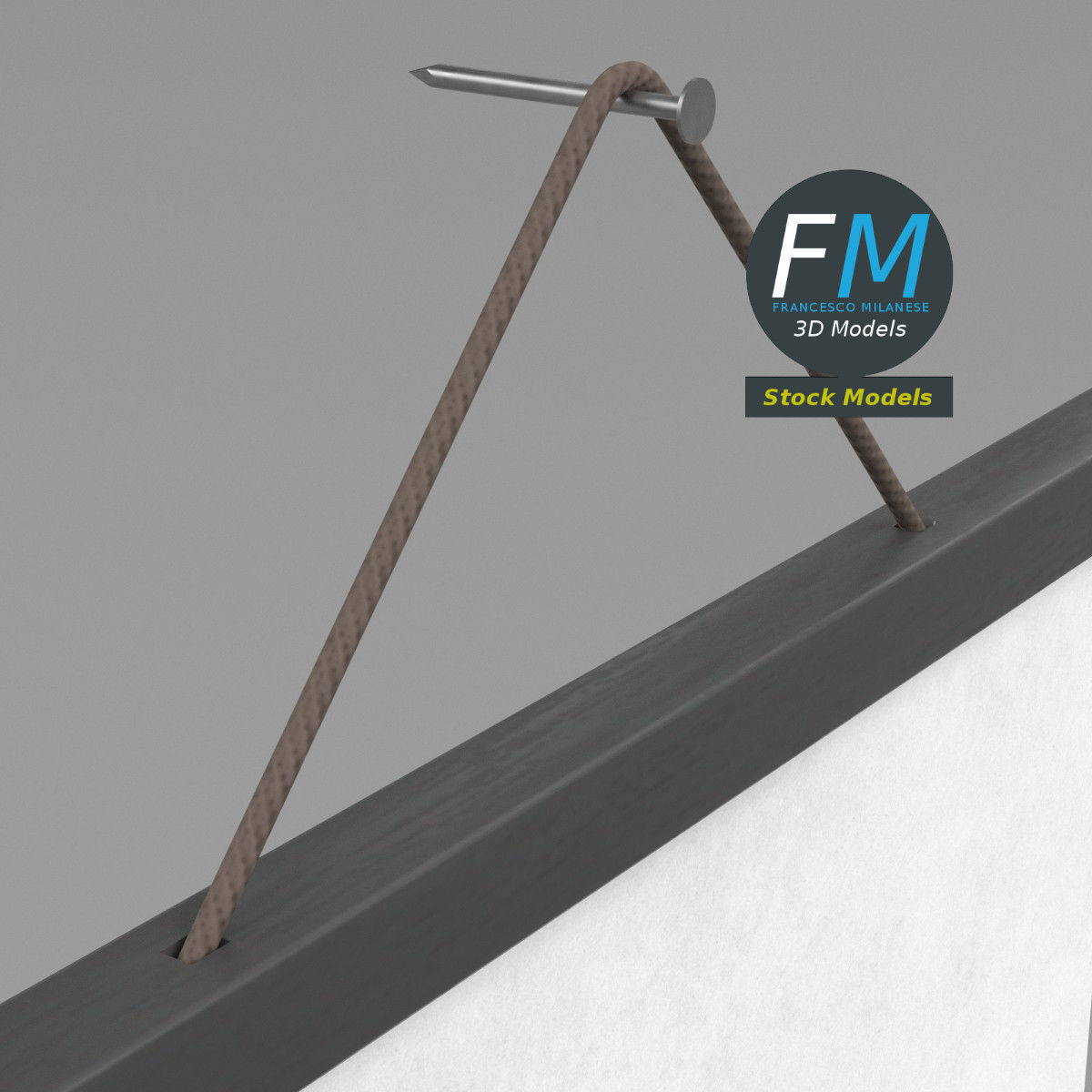 Poster display with rope hanger 3D model_4