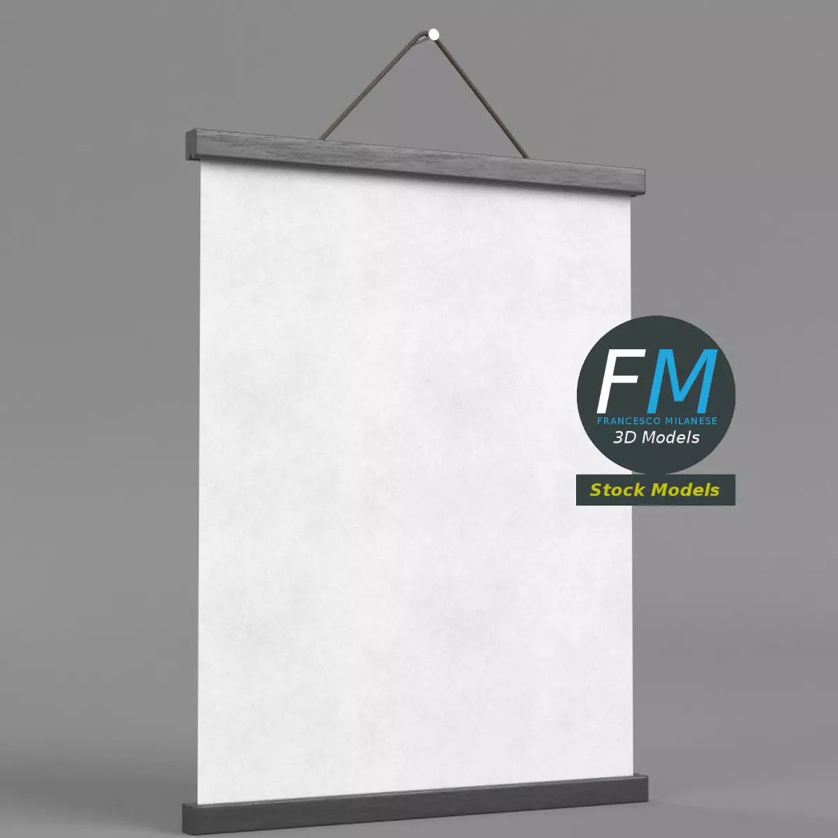 Poster display with rope hanger 3D model_0