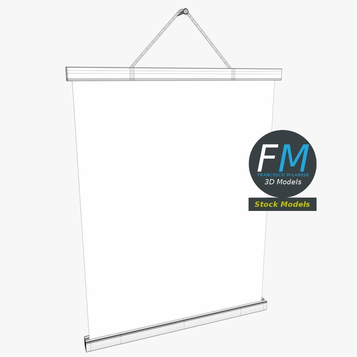 Poster display with rope hanger 3D model_7