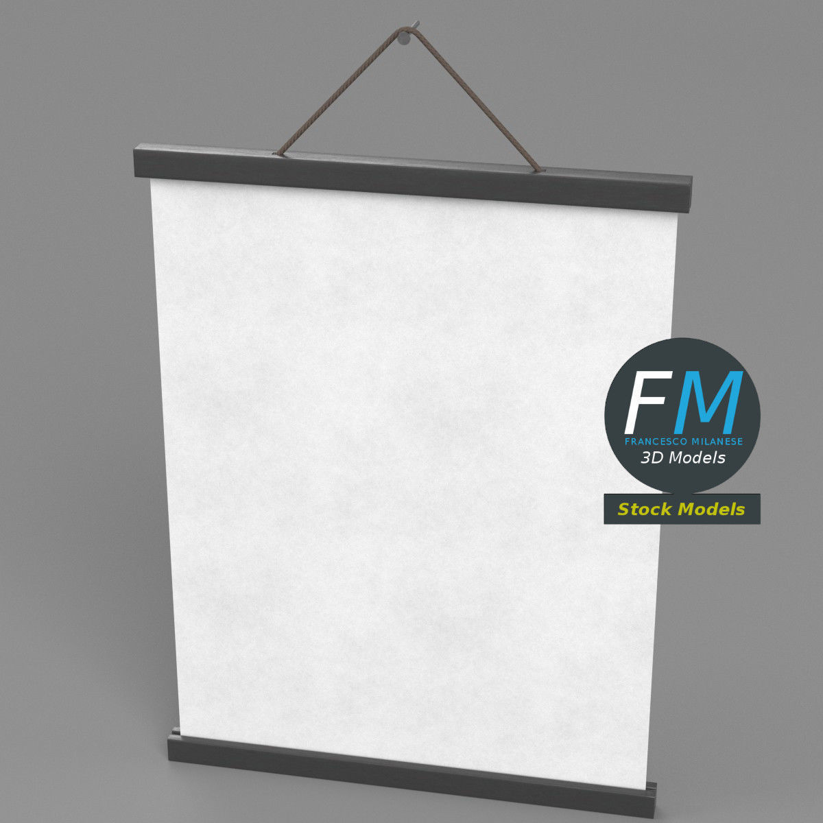 Poster display with rope hanger 3D model_2