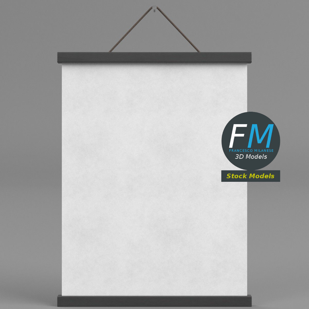 Poster display with rope hanger 3D model_3