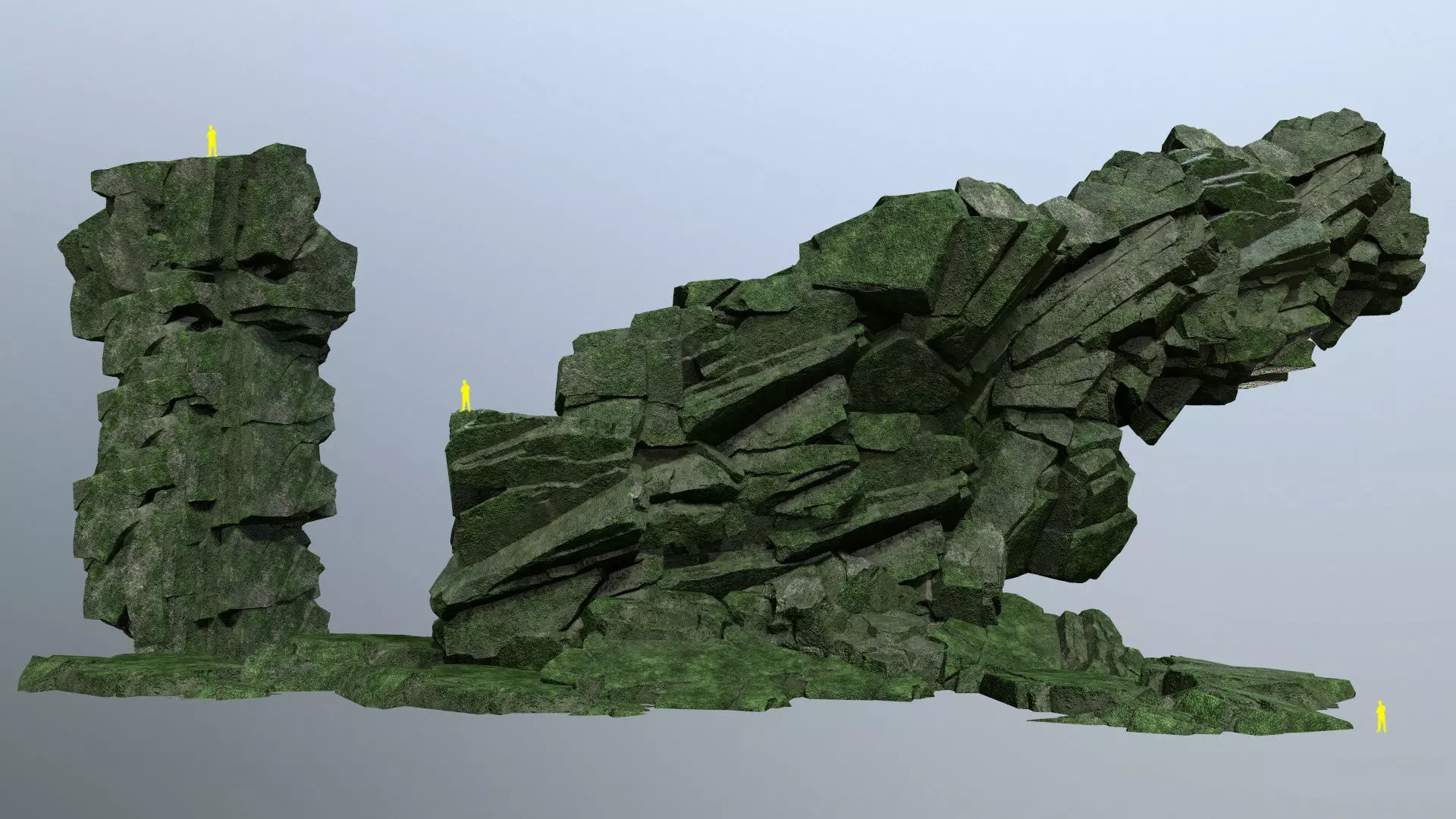 cliff rocks Low-poly 3D model_0