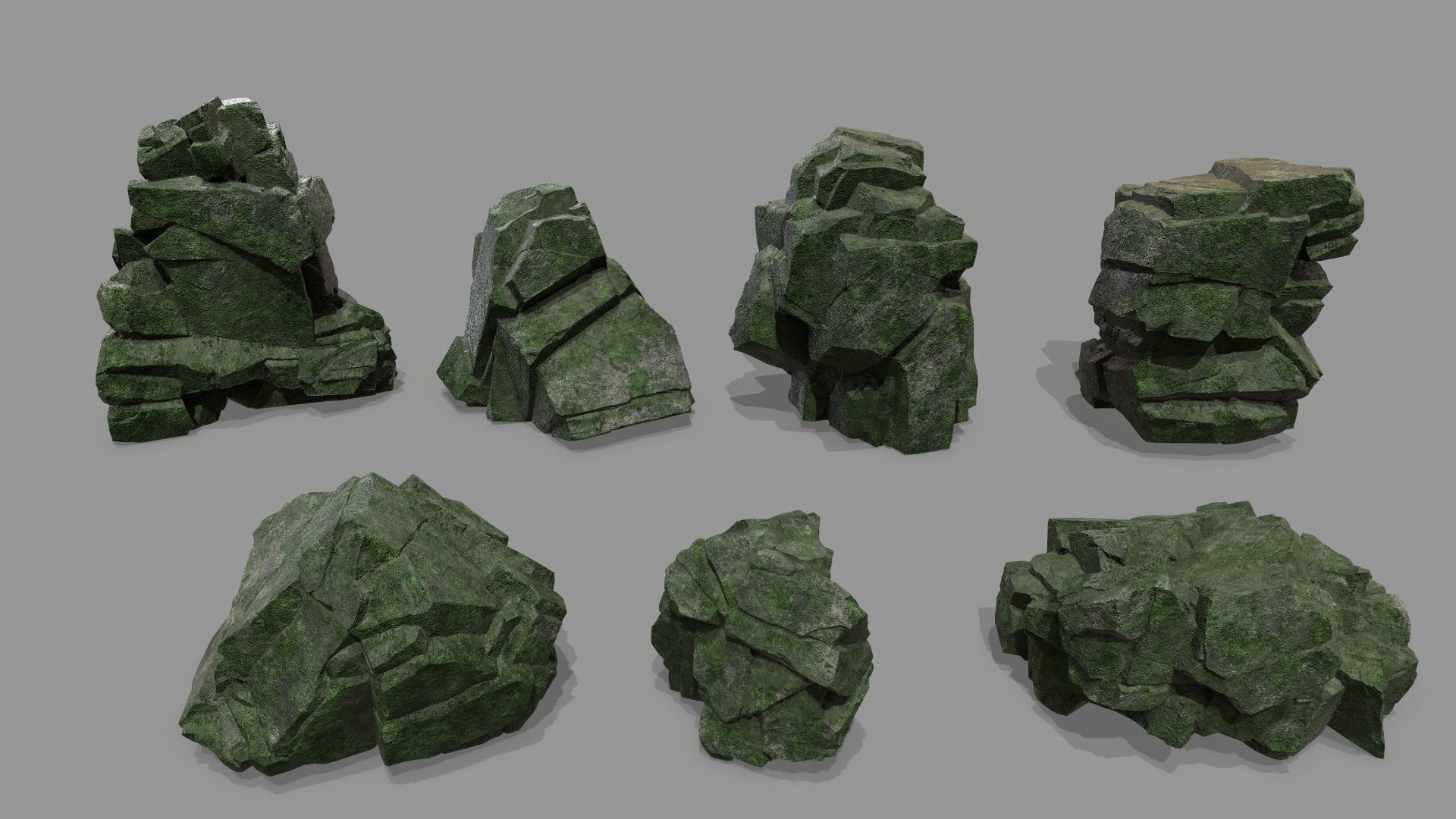 cliff rocks Low-poly 3D model_2
