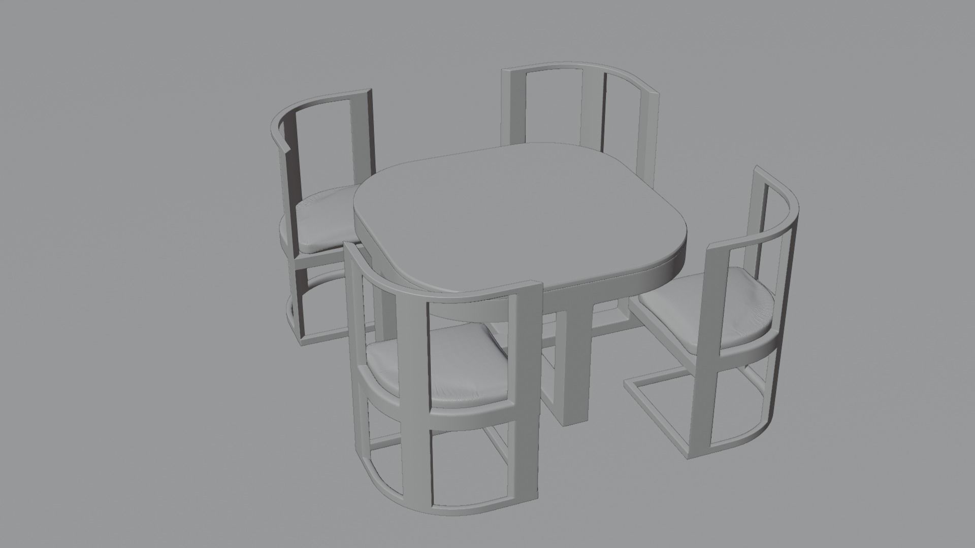 Wooden Dining Table and Chairs Set 3D model 3D model_7