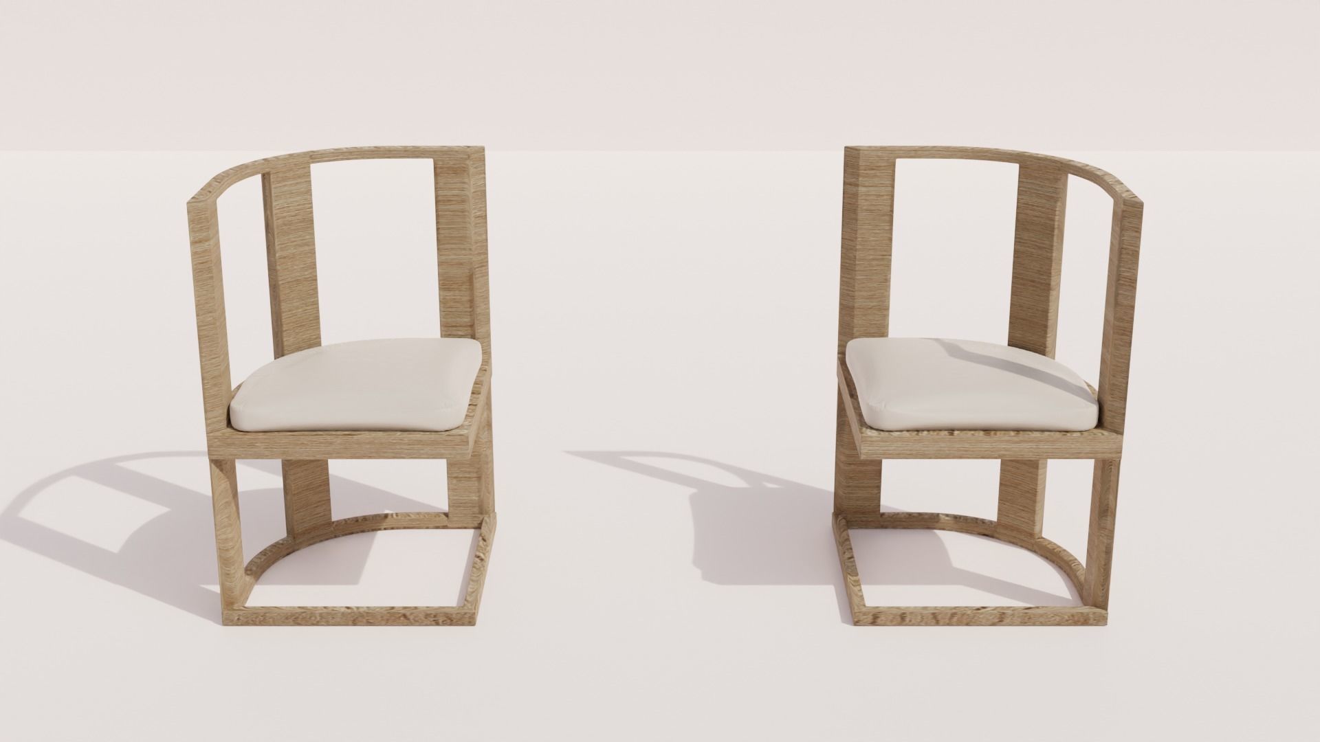 Wooden Dining Table and Chairs Set 3D model 3D model_2