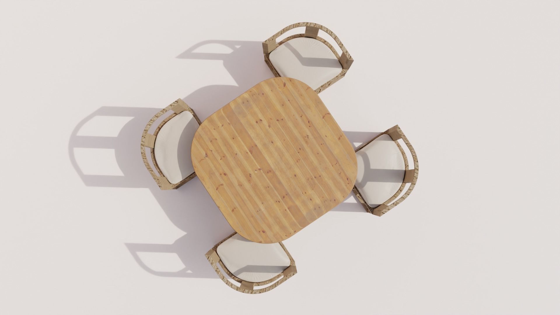 Wooden Dining Table and Chairs Set 3D model 3D model_8