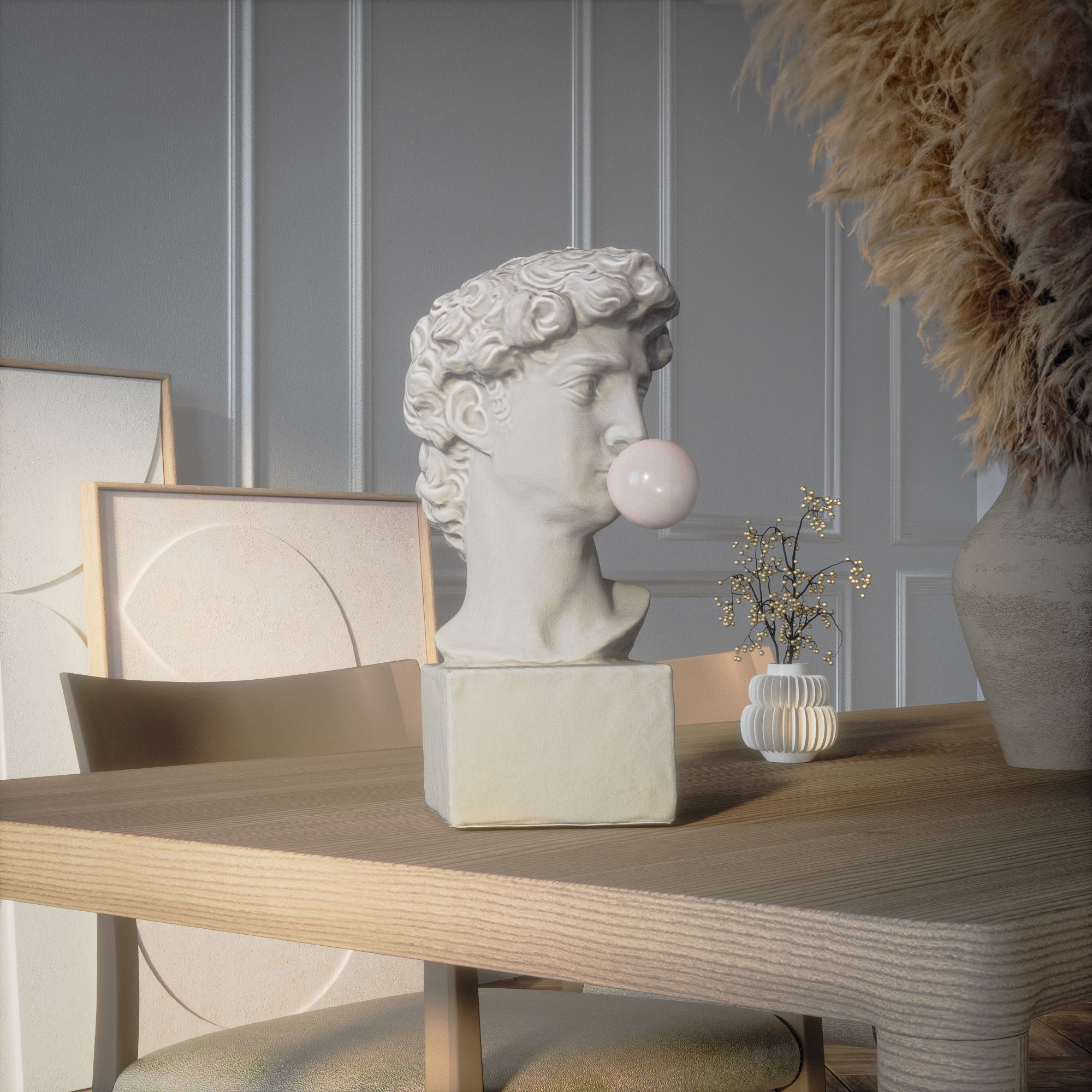 David Sculpture Decoration 3D model_4