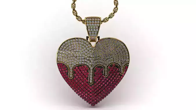 Heart Pendant Iced Out Bling Cubic Necklace Pendant 