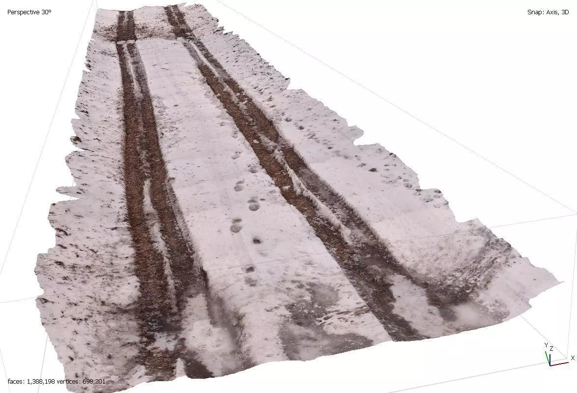 Snowy dirt road 3D model_0