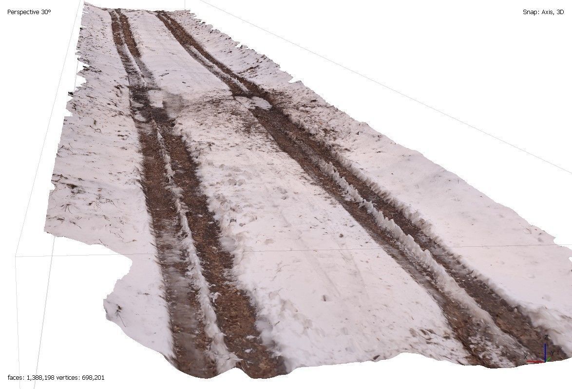 Snowy dirt road 3D model_2