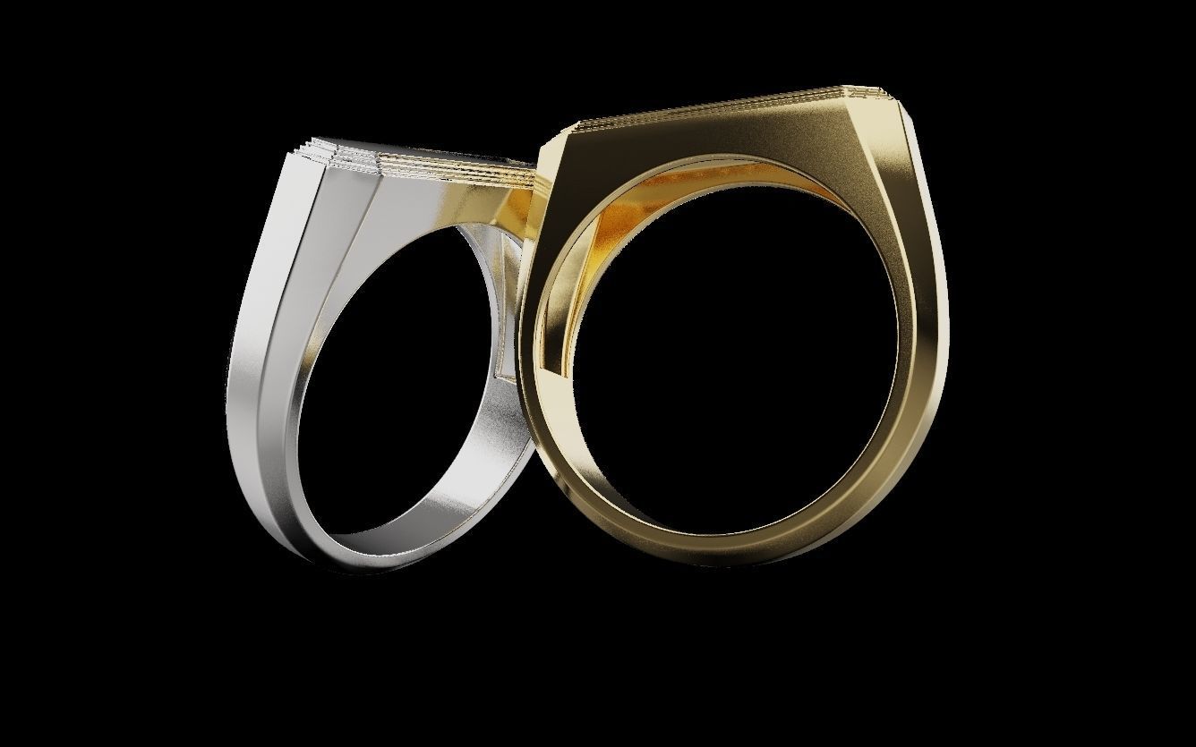 Mens ring with and without stone 019 3D print model_37