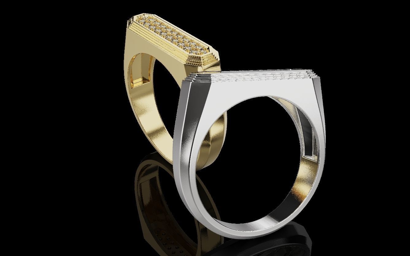 Mens ring with and without stone 019 3D print model_35