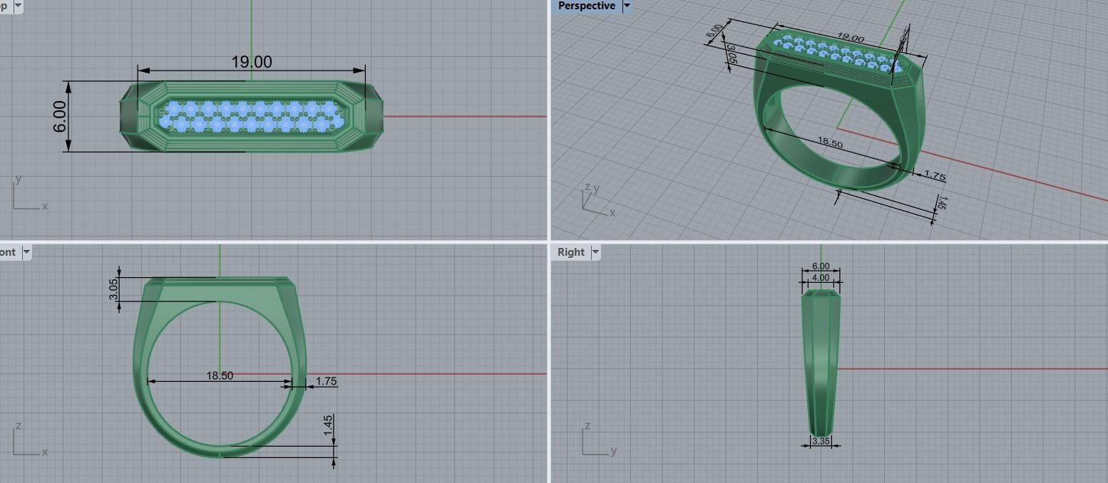 Mens ring with and without stone 019 3D print model_44