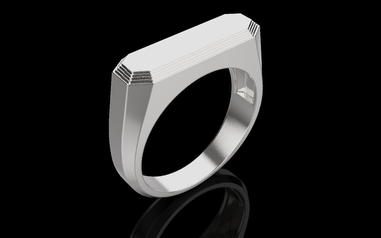 Mens ring with and without stone 019 3D print model_8