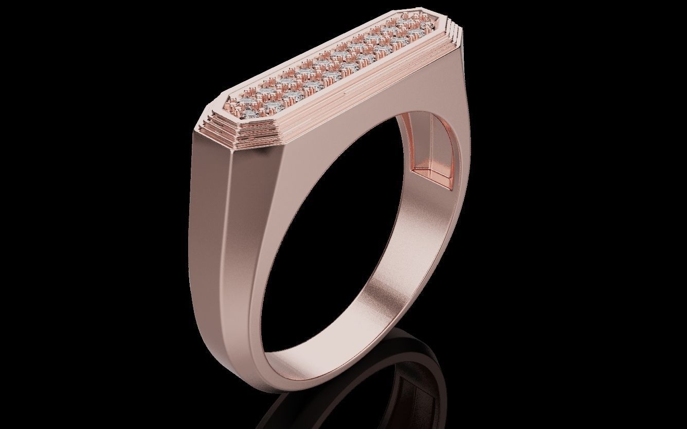 Mens ring with and without stone 019 3D print model_19