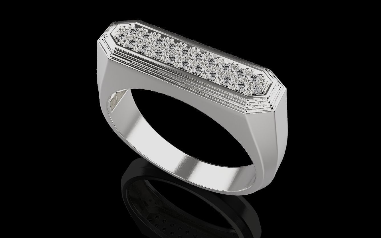 Mens ring with and without stone 019 3D print model_16