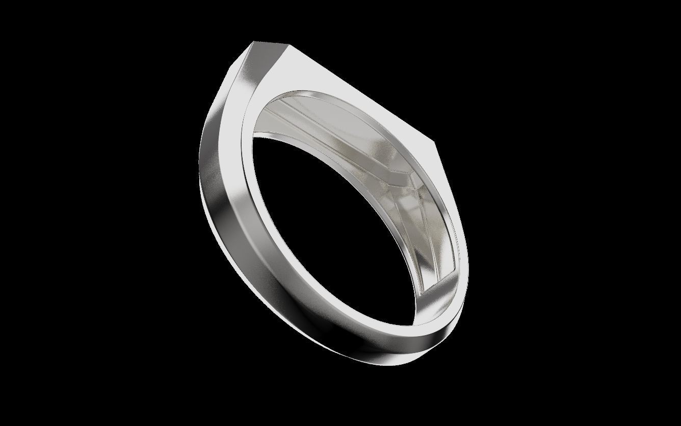 Mens ring with and without stone 019 3D print model_5