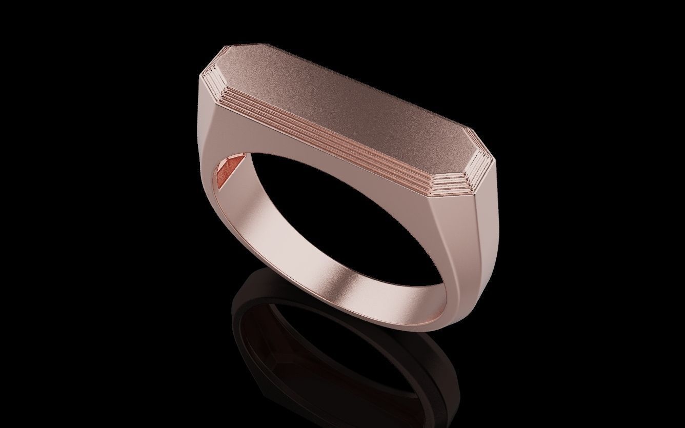 Mens ring with and without stone 019 3D print model_42