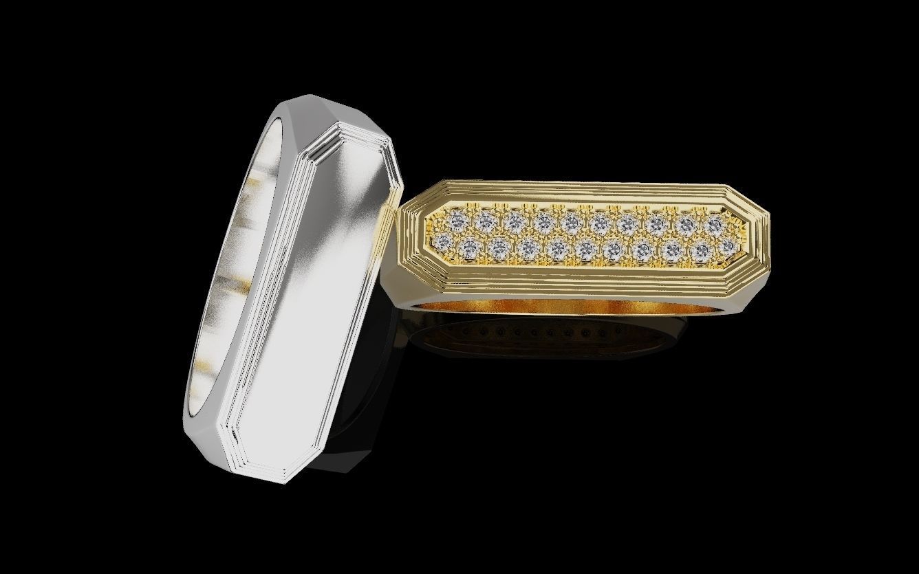 Mens ring with and without stone 019 3D print model_30