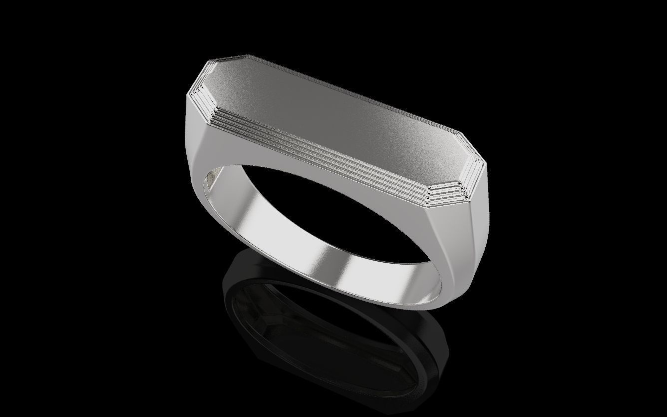 Mens ring with and without stone 019 3D print model_6