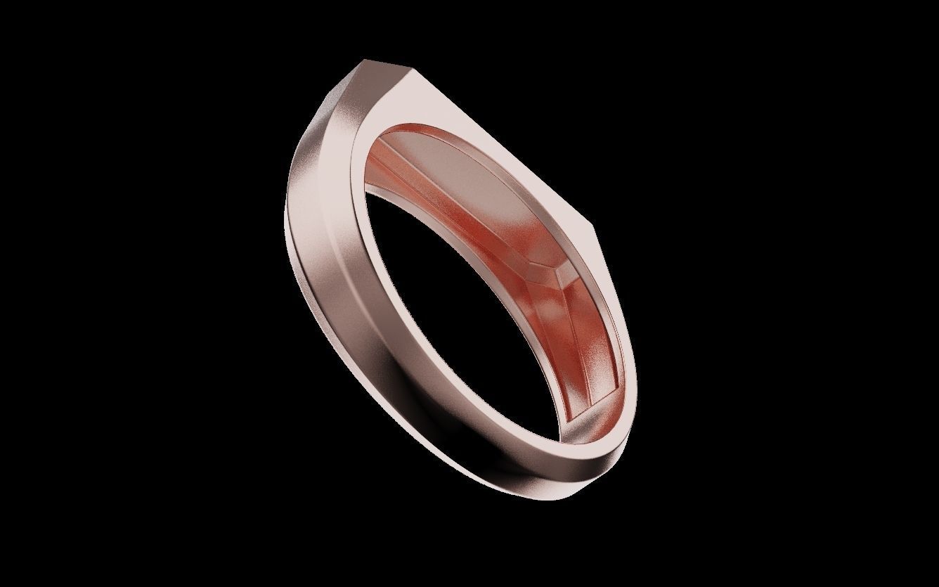 Mens ring with and without stone 019 3D print model_3