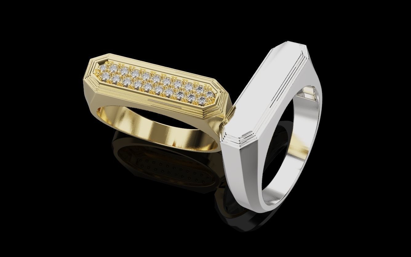 Mens ring with and without stone 019 3D print model_36