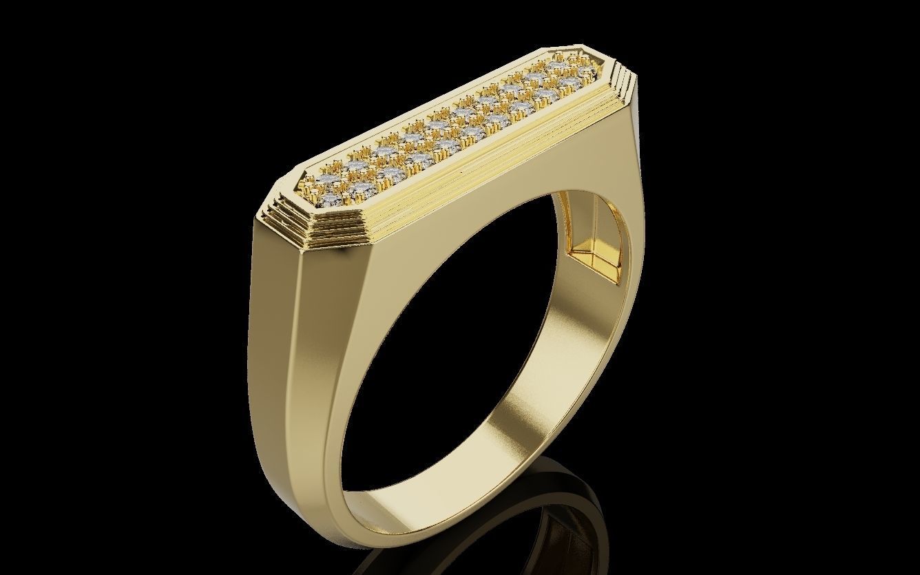 Mens ring with and without stone 019 3D print model_26