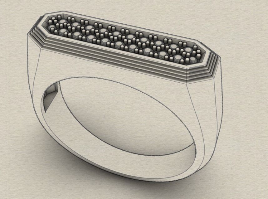 Mens ring with and without stone 019 3D print model_53
