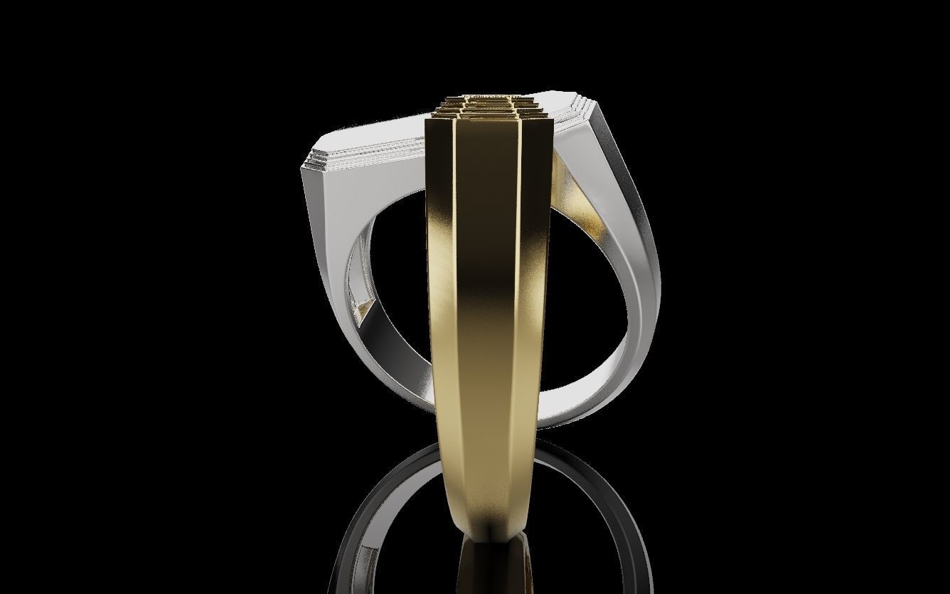 Mens ring with and without stone 019 3D print model_32