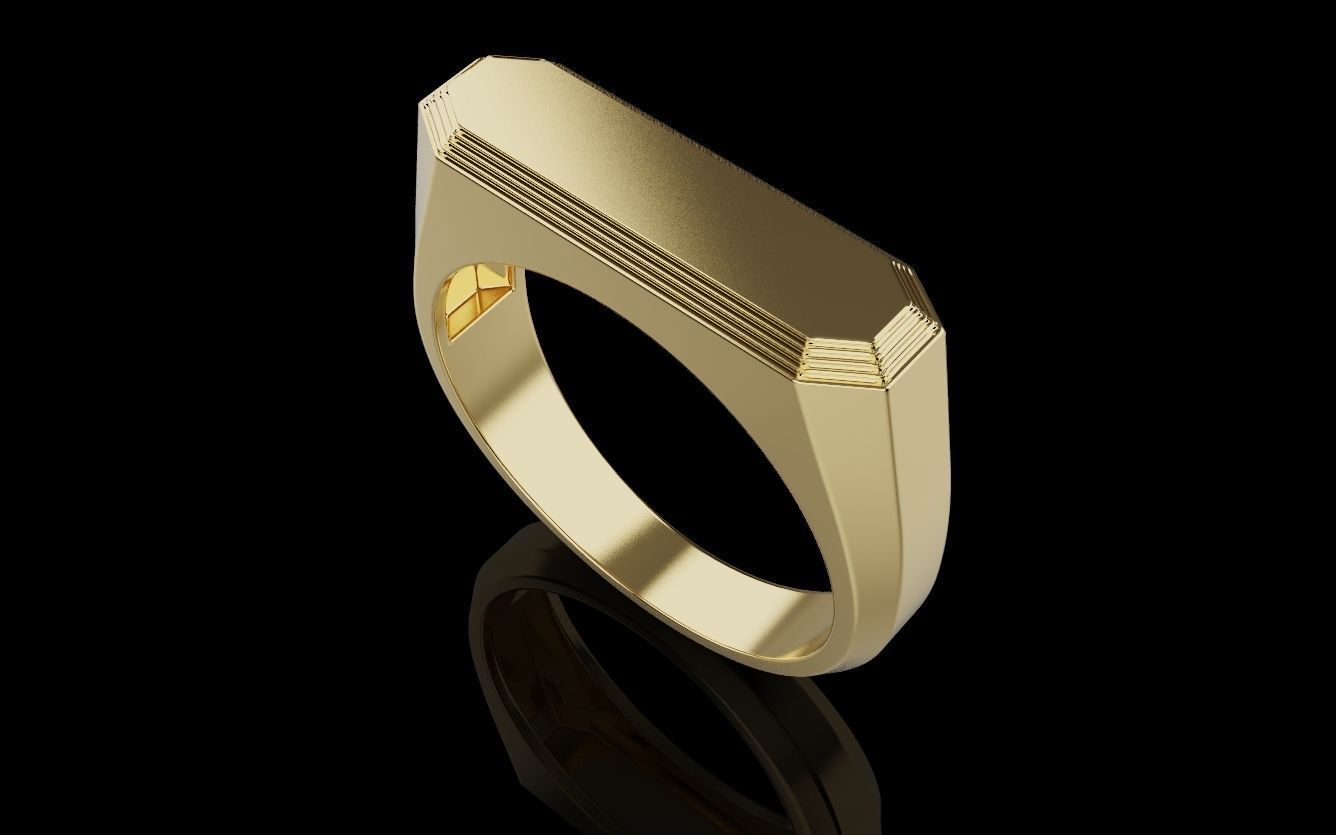 Mens ring with and without stone 019 3D print model_39