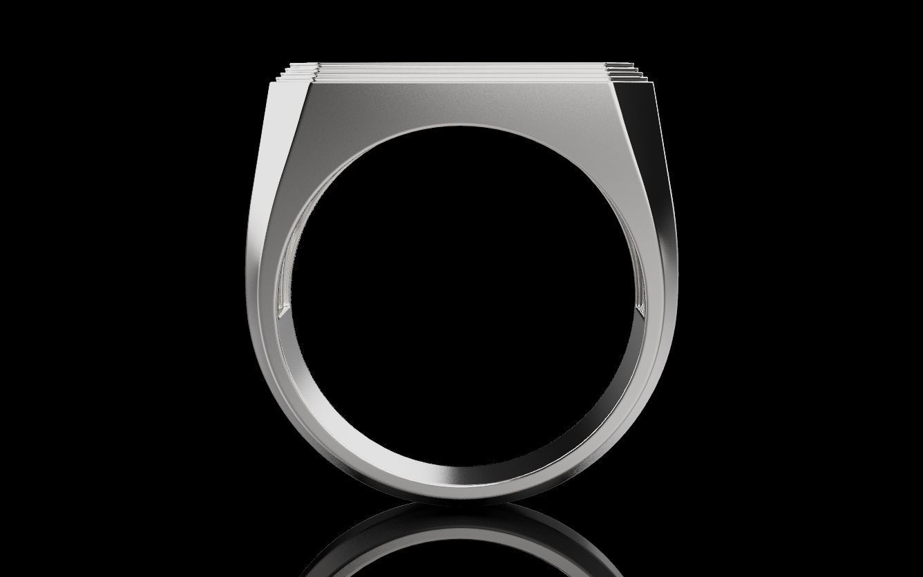 Mens ring with and without stone 019 3D print model_4