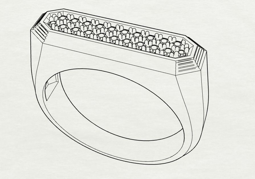 Mens ring with and without stone 019 3D print model_54