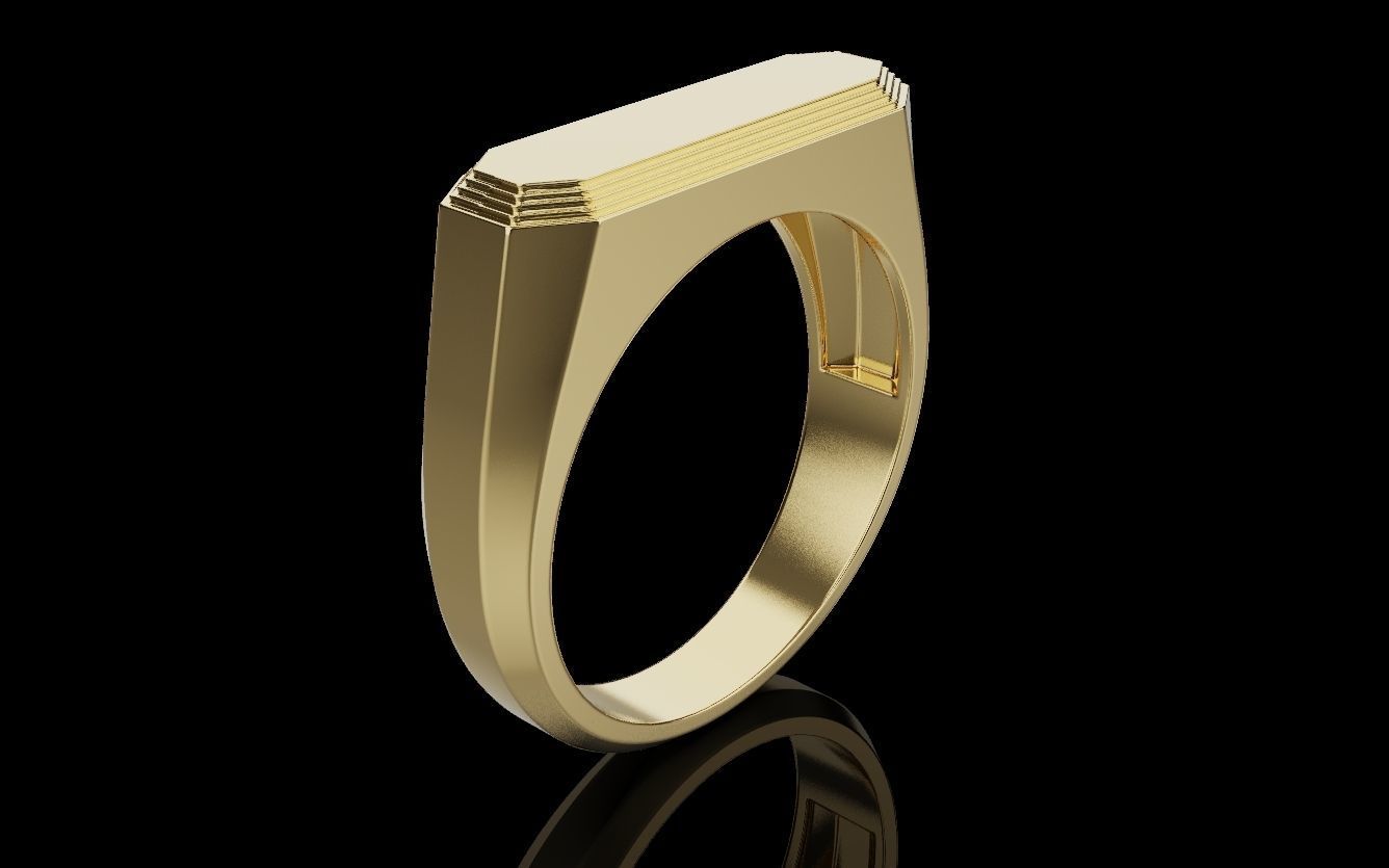 Mens ring with and without stone 019 3D print model_40