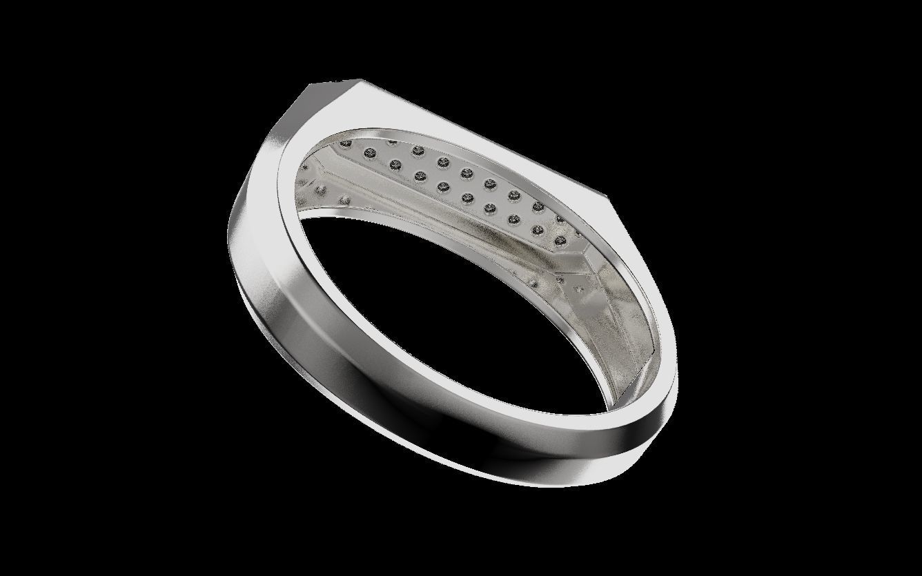 Mens ring with and without stone 019 3D print model_14