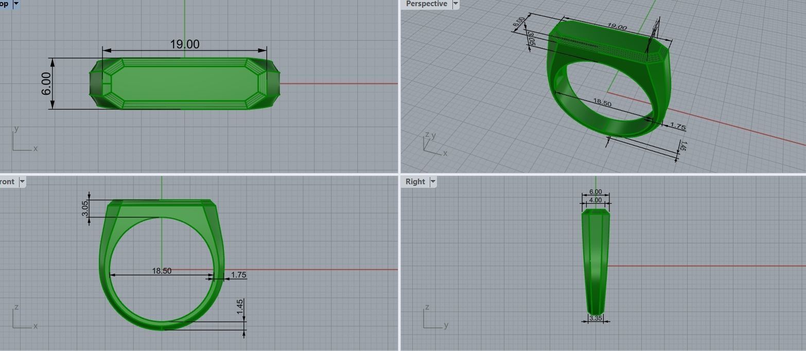 Mens ring with and without stone 019 3D print model_45
