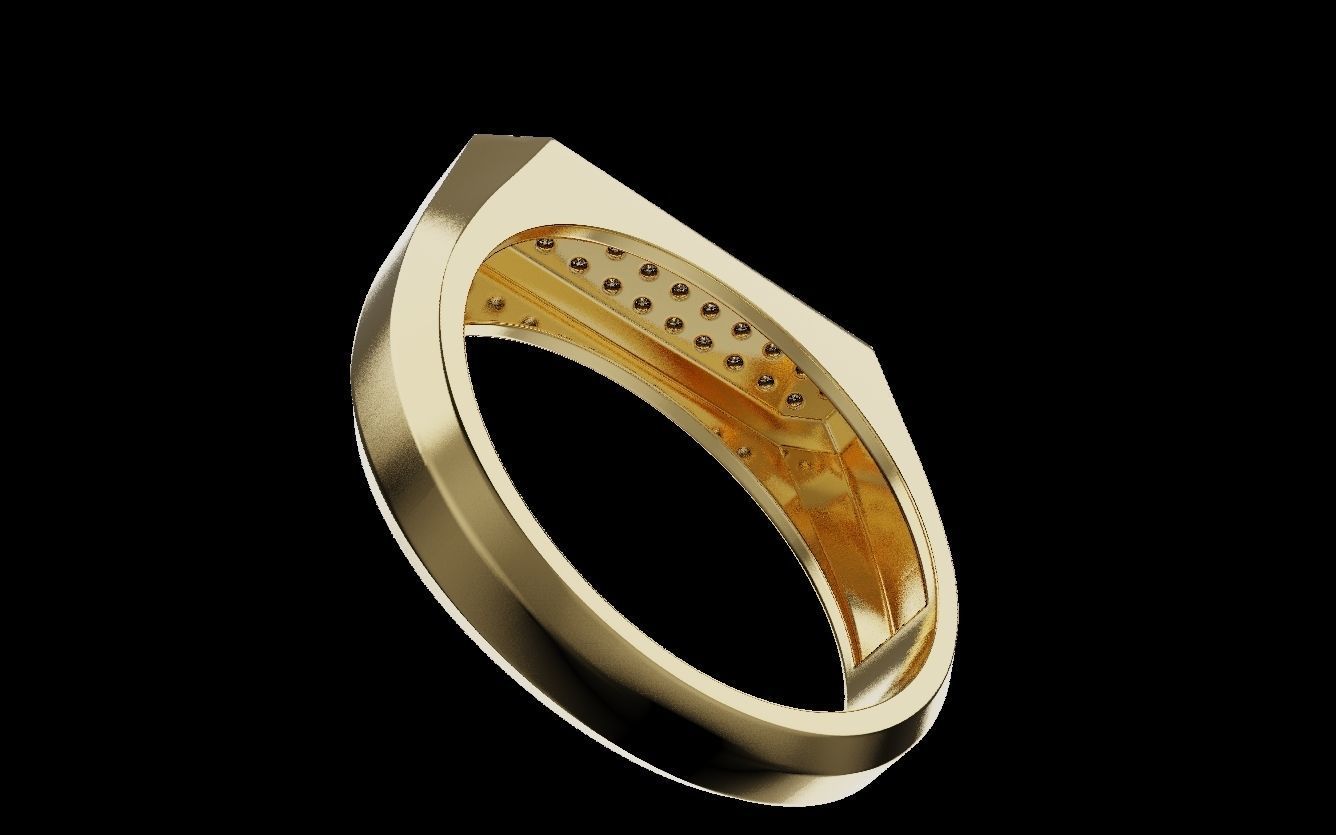 Mens ring with and without stone 019 3D print model_27