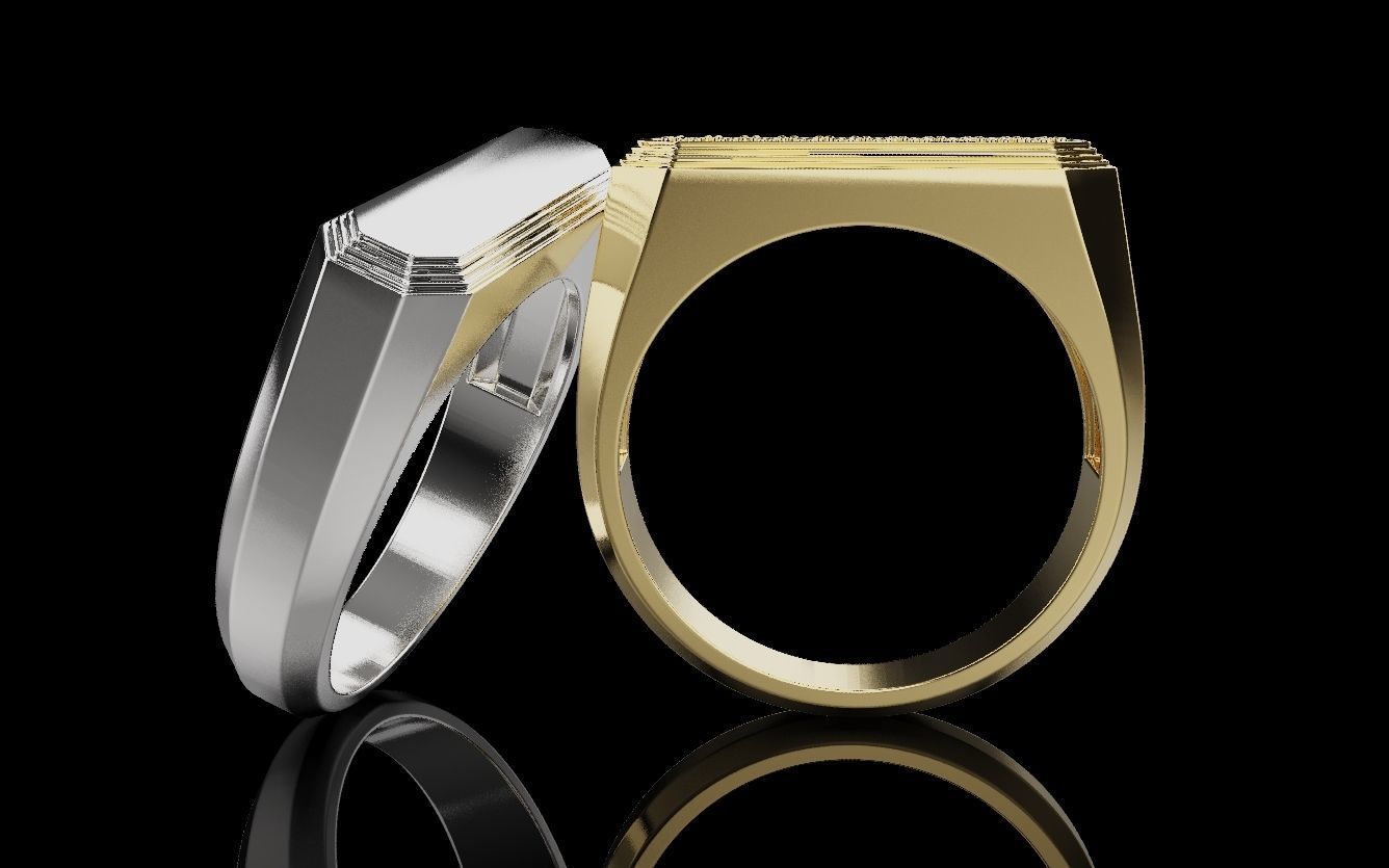 Mens ring with and without stone 019 3D print model_31