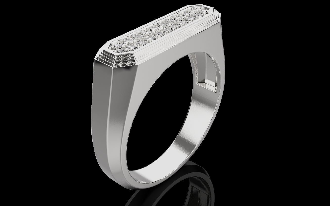 Mens ring with and without stone 019 3D print model_15