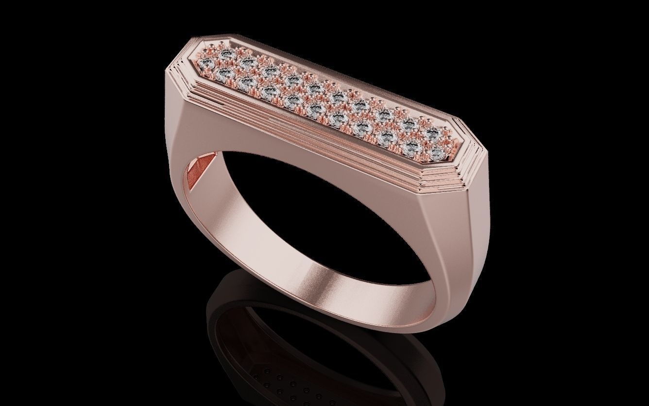 Mens ring with and without stone 019 3D print model_17