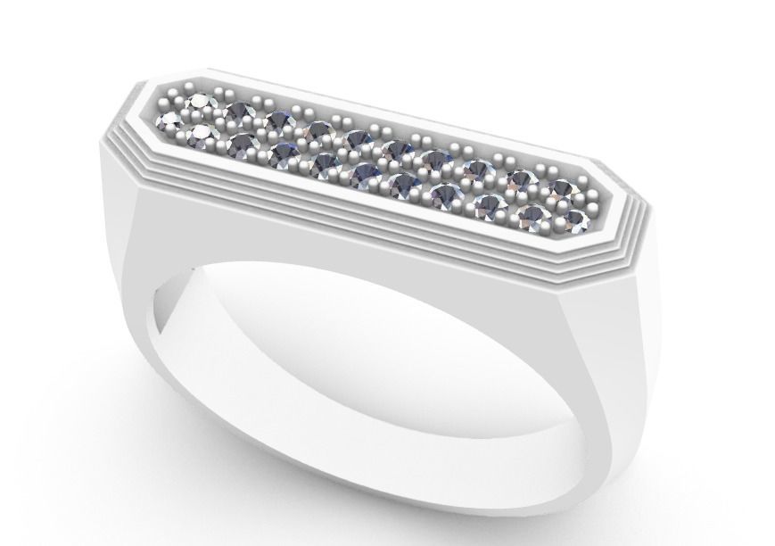 Mens ring with and without stone 019 3D print model_55