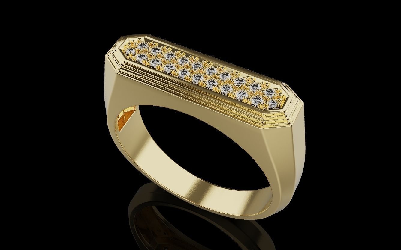 Mens ring with and without stone 019 3D print model_24